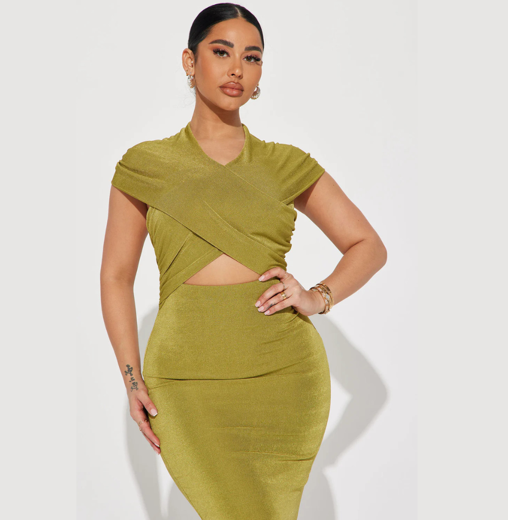 Fashion Nova Hooded Mara Midi Dress - Chartreuse