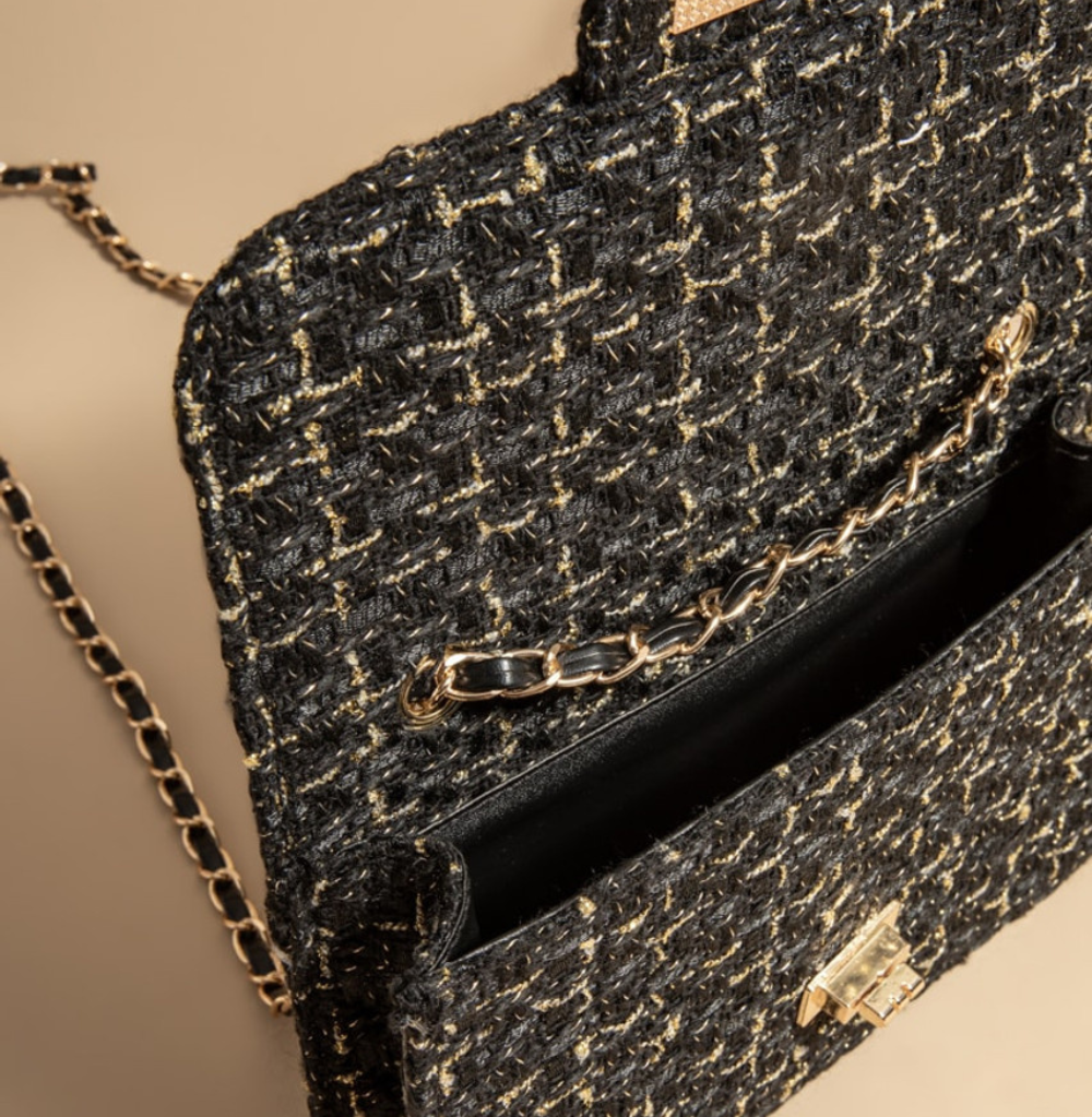 Francesca's Laverne Tweed Turnlock Crossbody Bag
