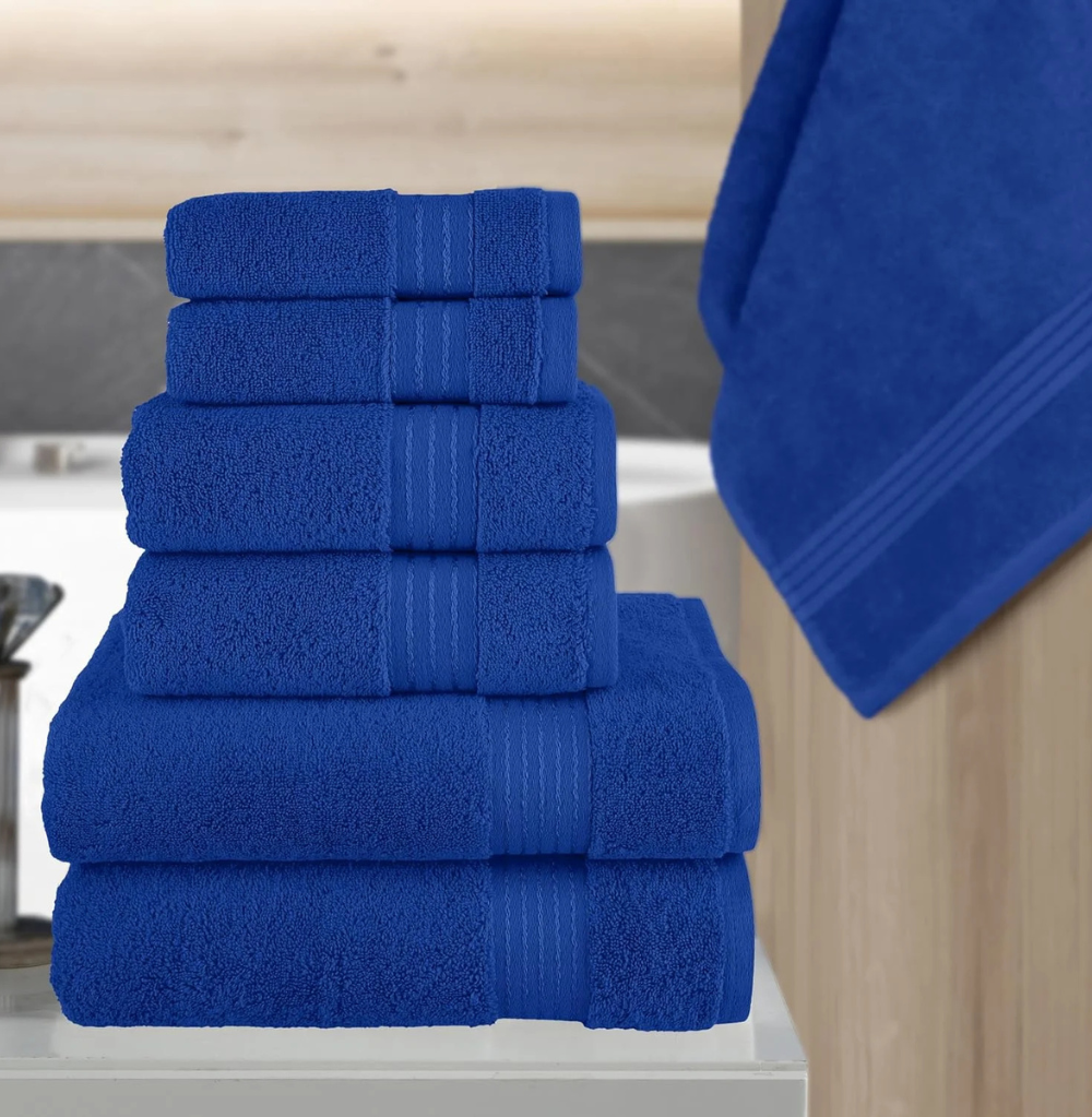 Six-Piece Fade Resistant Bath towel, Hand and Washcloth
