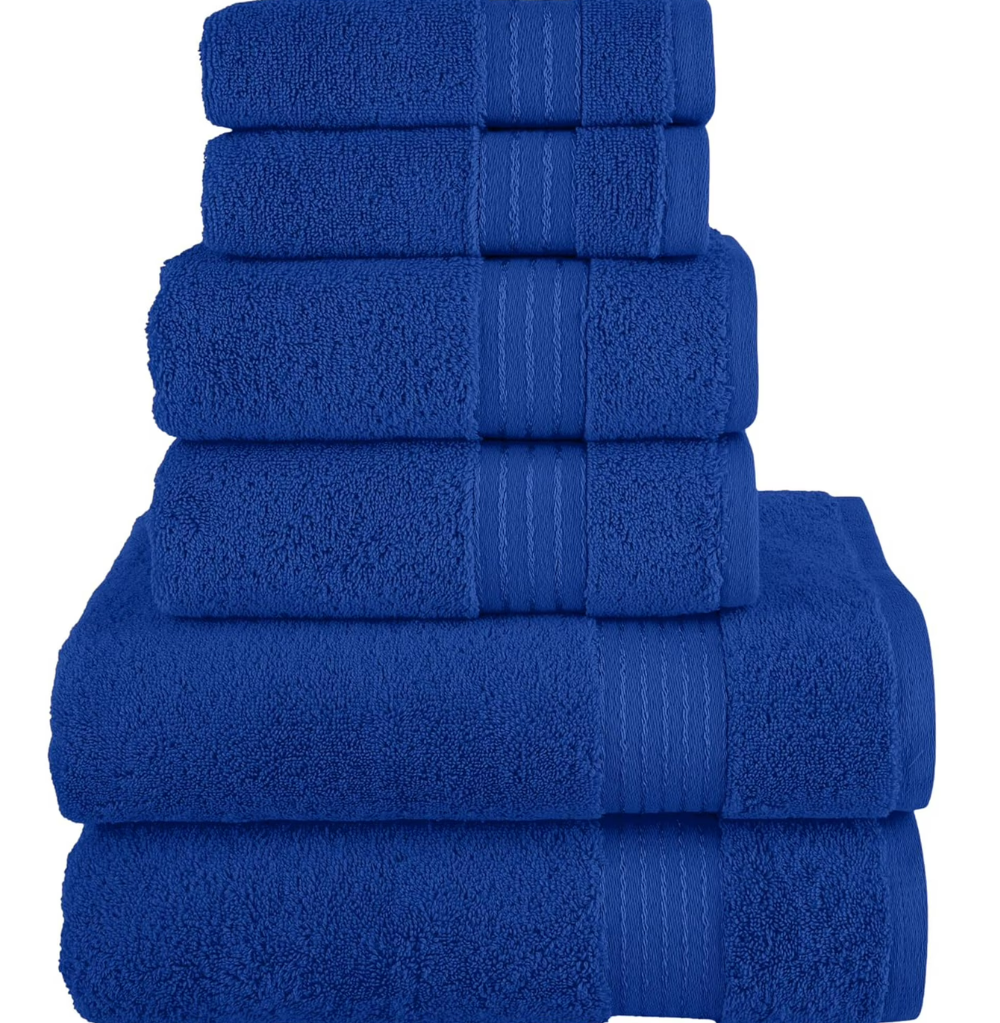 Six-Piece Fade Resistant Bath towel, Hand and Washcloth