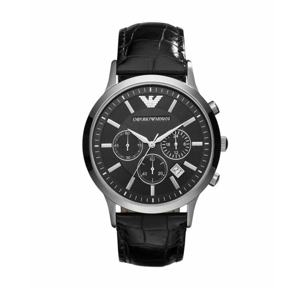 Emporio Armani Men's Leather Strap Chronograph Watch