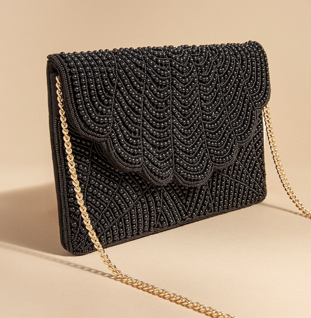 Francesca's Mindy Bead Scallop Clutch