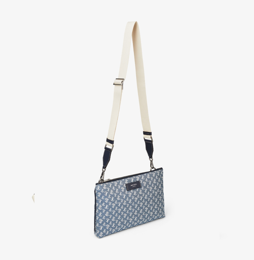 Jimmy Choo Kimi-NI Denim JC Monogram Crossbody Bag