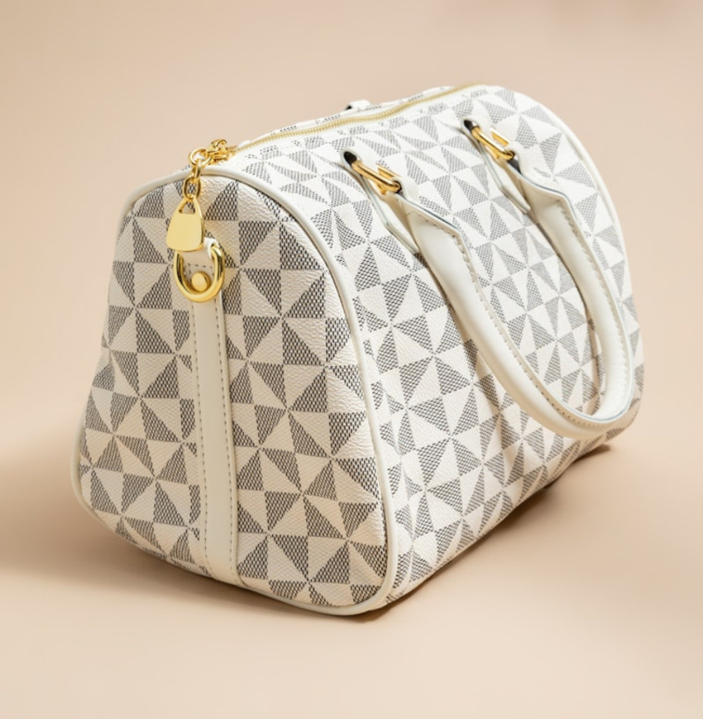 Francesca's Lea Checkered Duffle Satchel Handbag