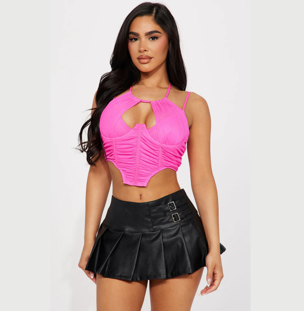 Fashion Nova Set It Off Corset Top - Fuchsia
