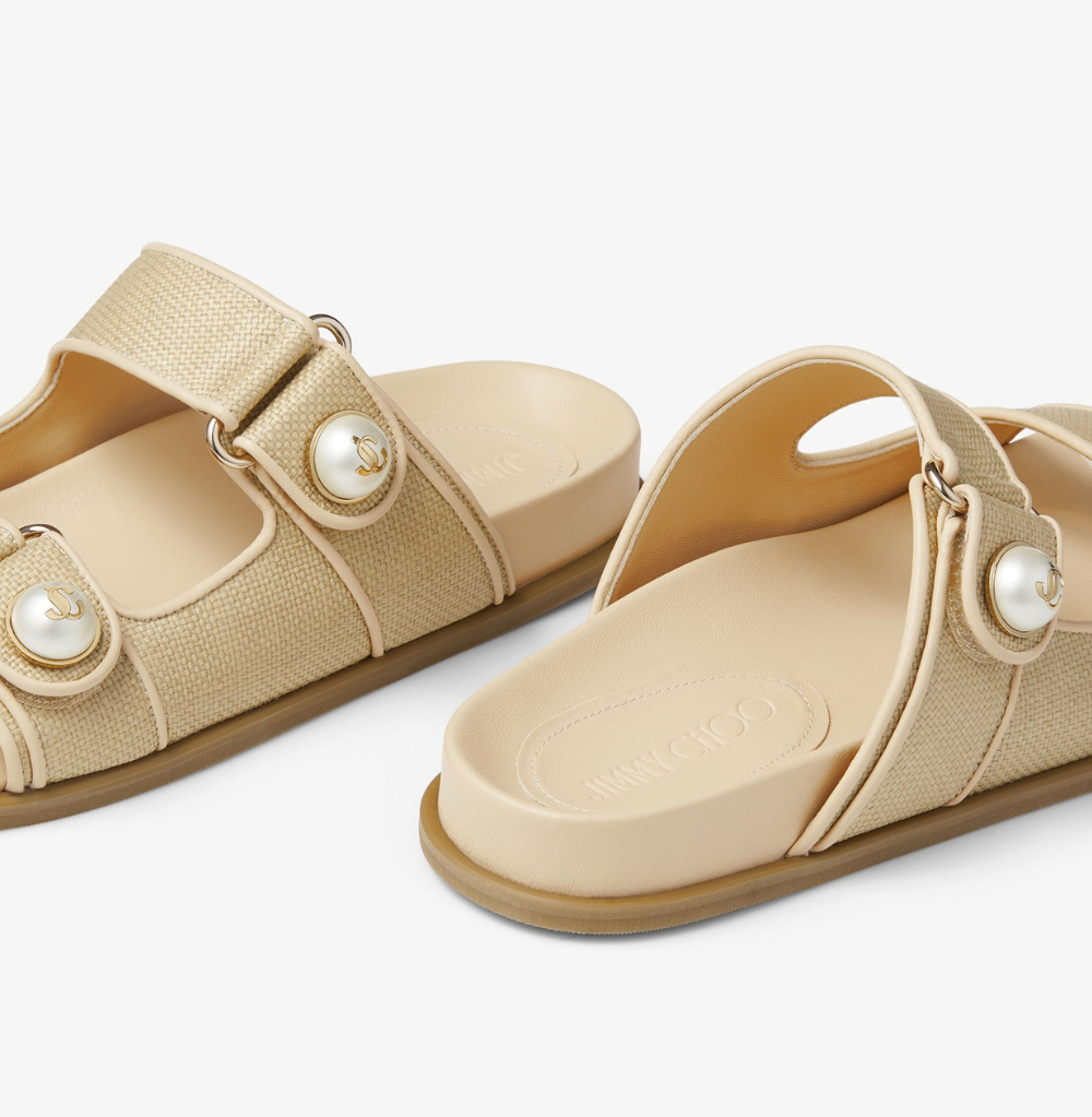 Jimmy Choo Fayence Sandal Natural Raffia and Leather Sandals