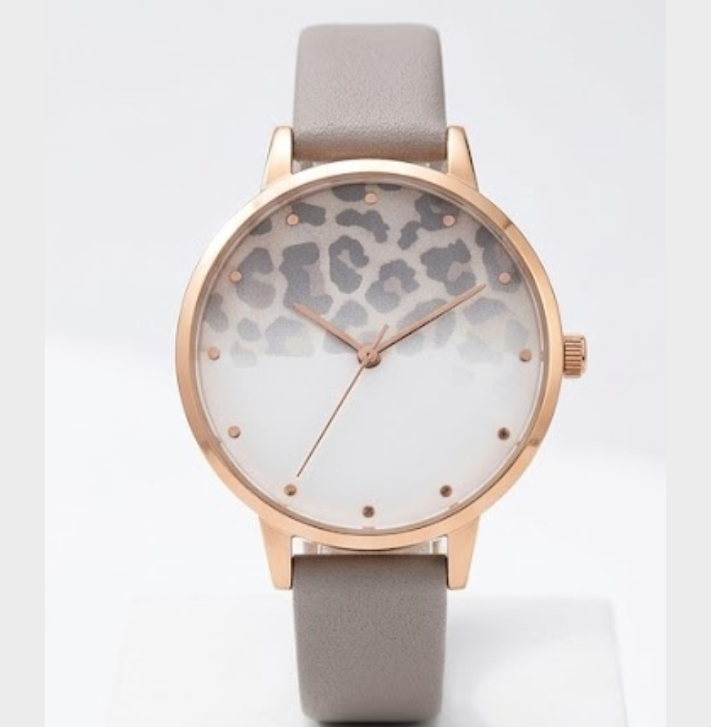 Rose Gold & Leopard Dial Watch