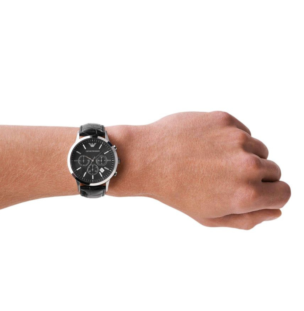 Emporio Armani Men's Leather Strap Chronograph Watch