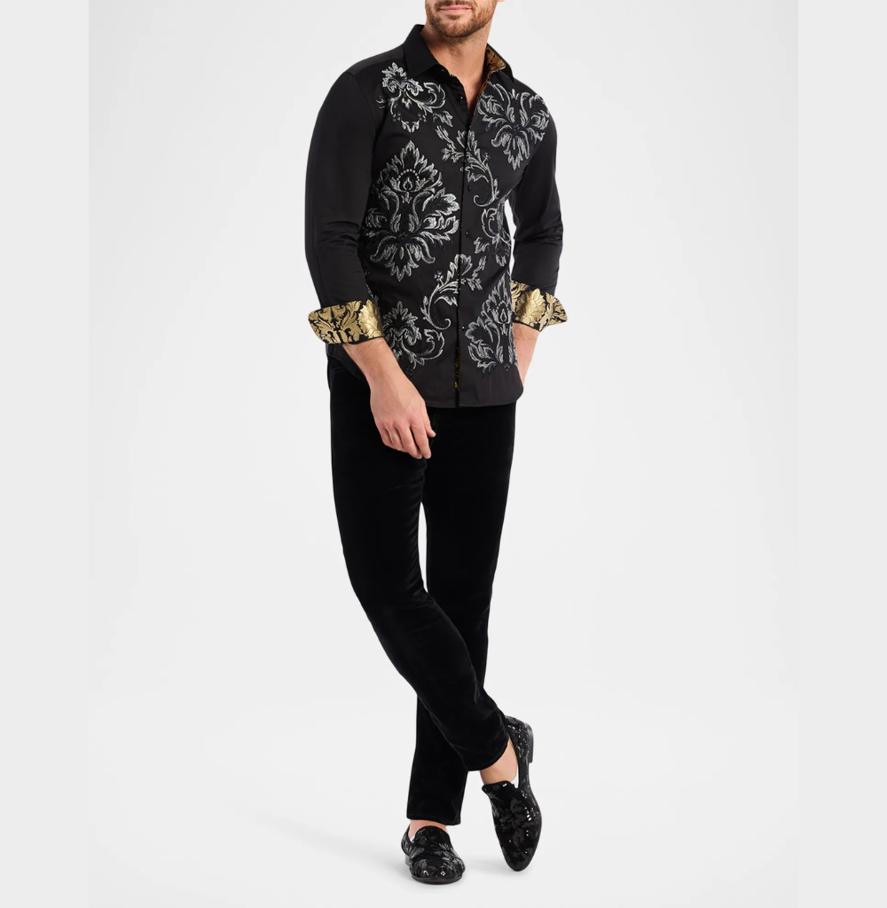 Robert Graham Lion's Shadow Embroidered Button-Down Shirt