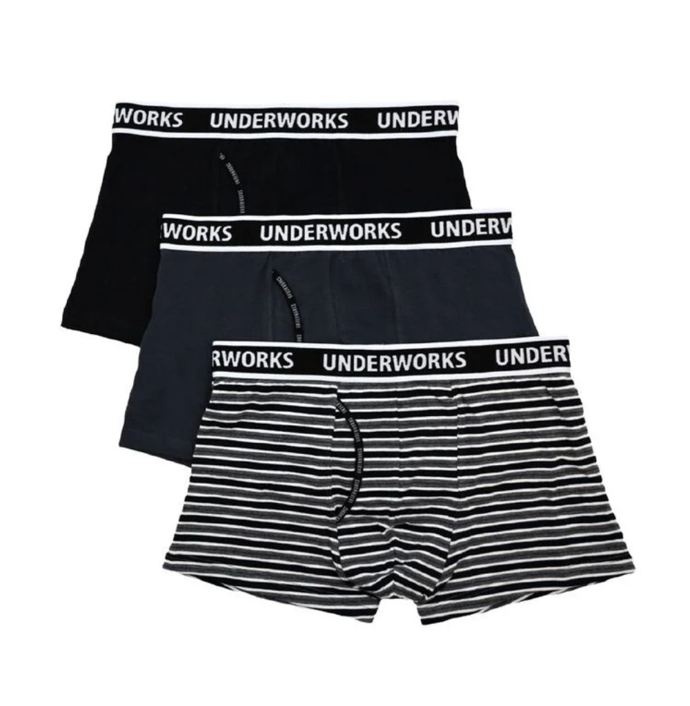 Underworks Men's Fly Front Trunks 3 Pack