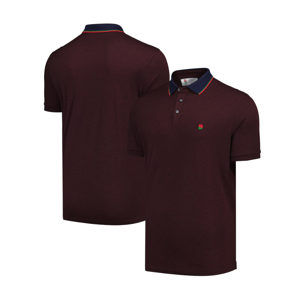 Charles Tyrwhitt England Rugby Pique Short Sleeve Polo - Wine Red