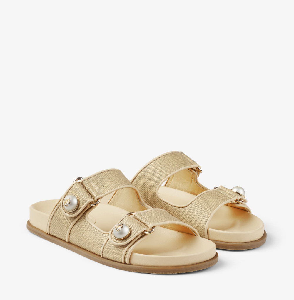 Jimmy Choo Fayence Sandal Natural Raffia and Leather Sandals