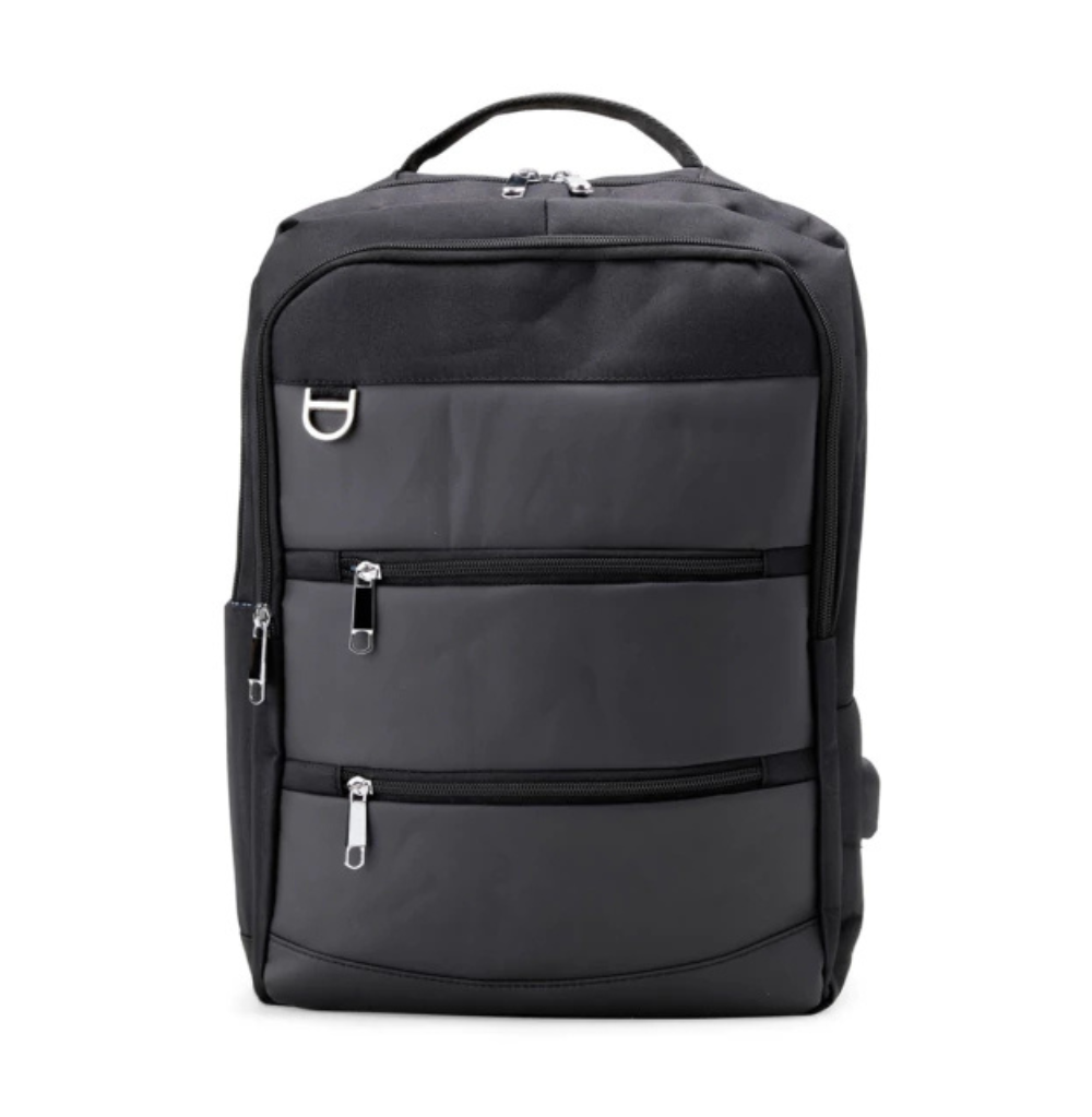 Austin Canvas Backpack with Laptop Compartment - Black