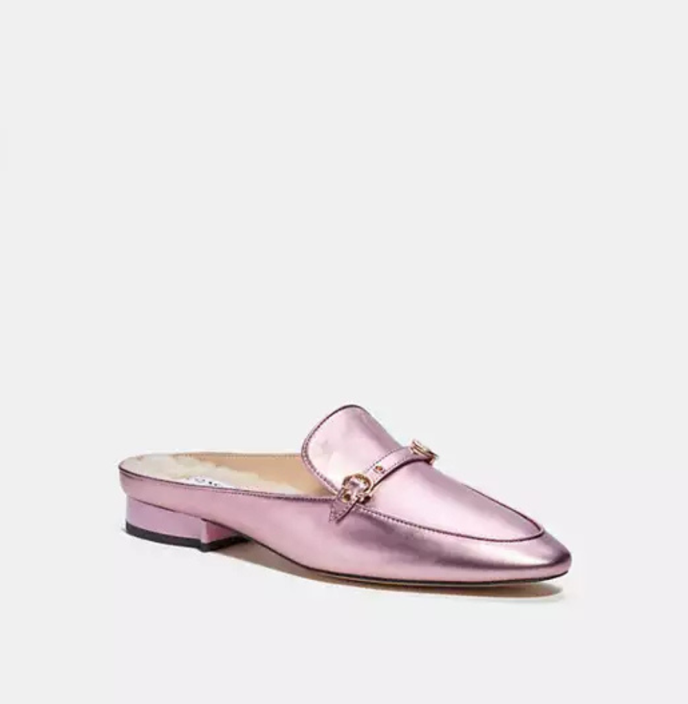Coach Shearling Mule in Foil Pink