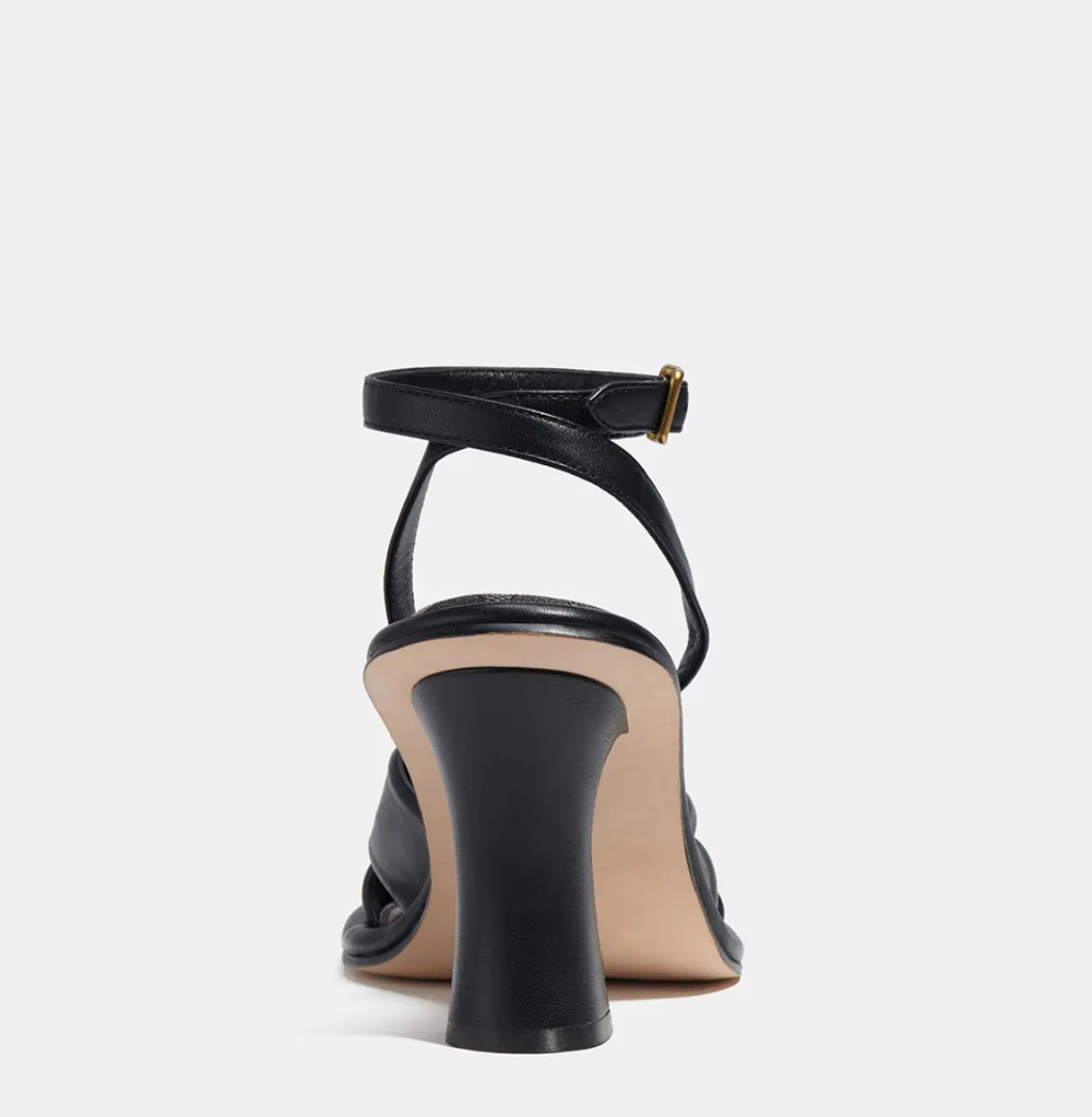 Coach Quincey Leather Strap Heel Black