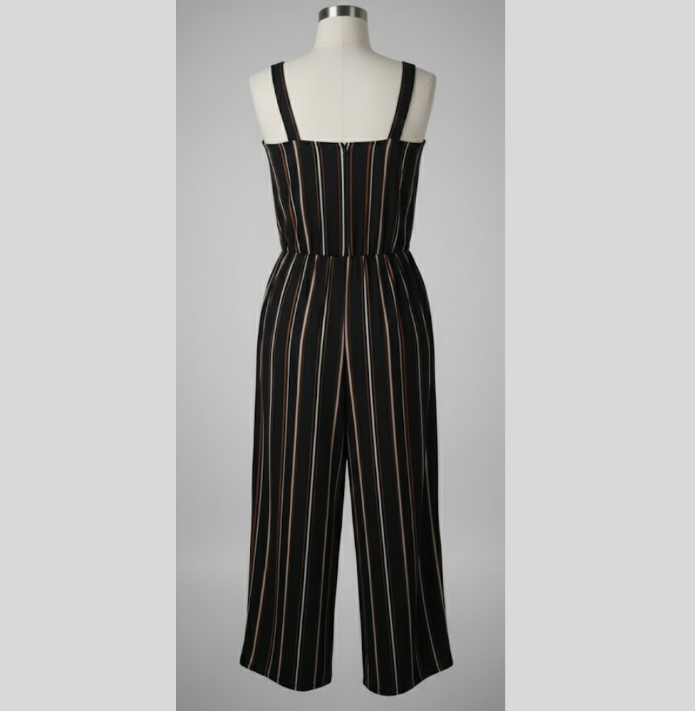 Balera Printed Matte Jersey Jumpsuit - Stripes