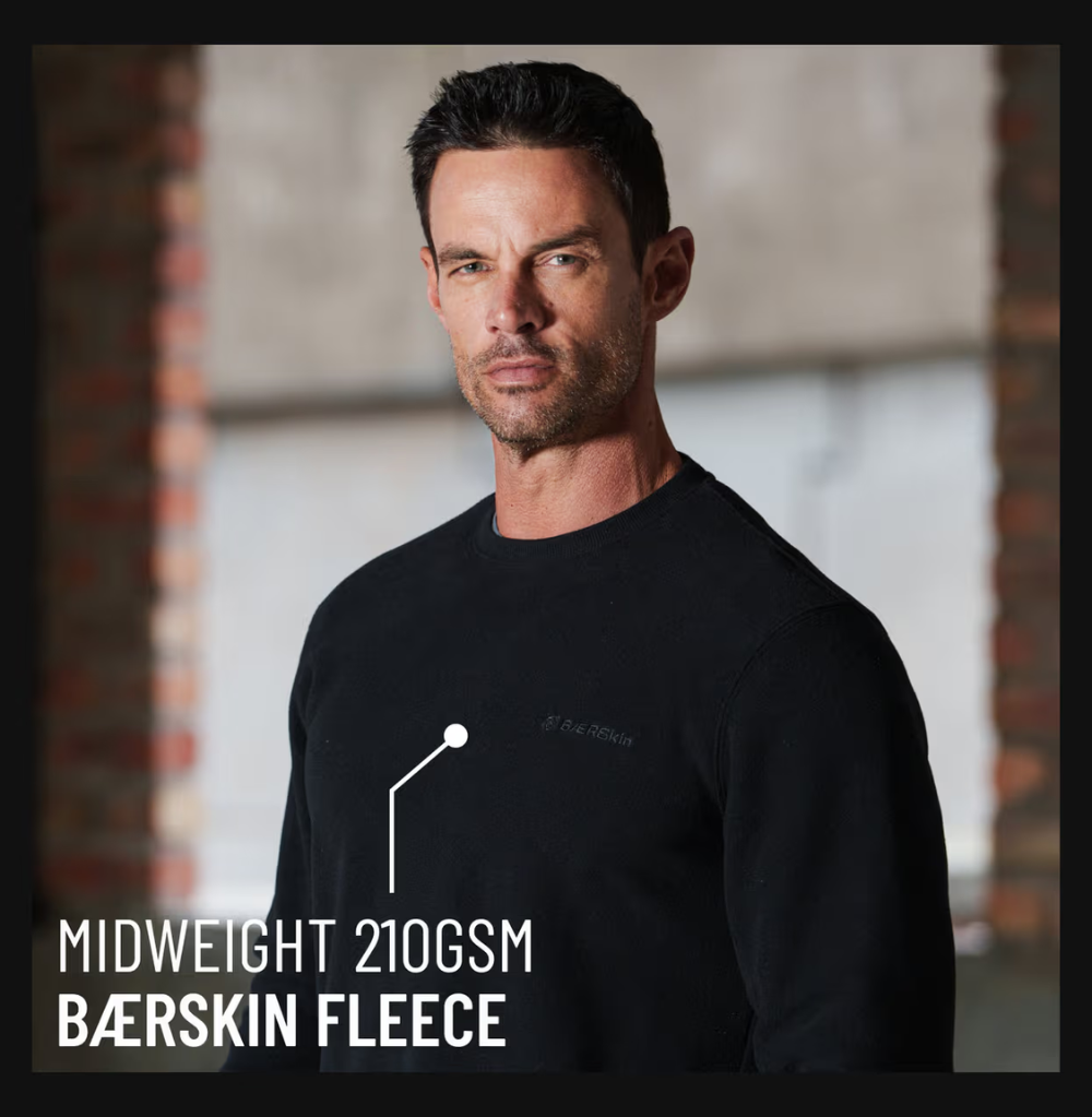 BÆRSkin Fleece Crew Neck Lite Men Black