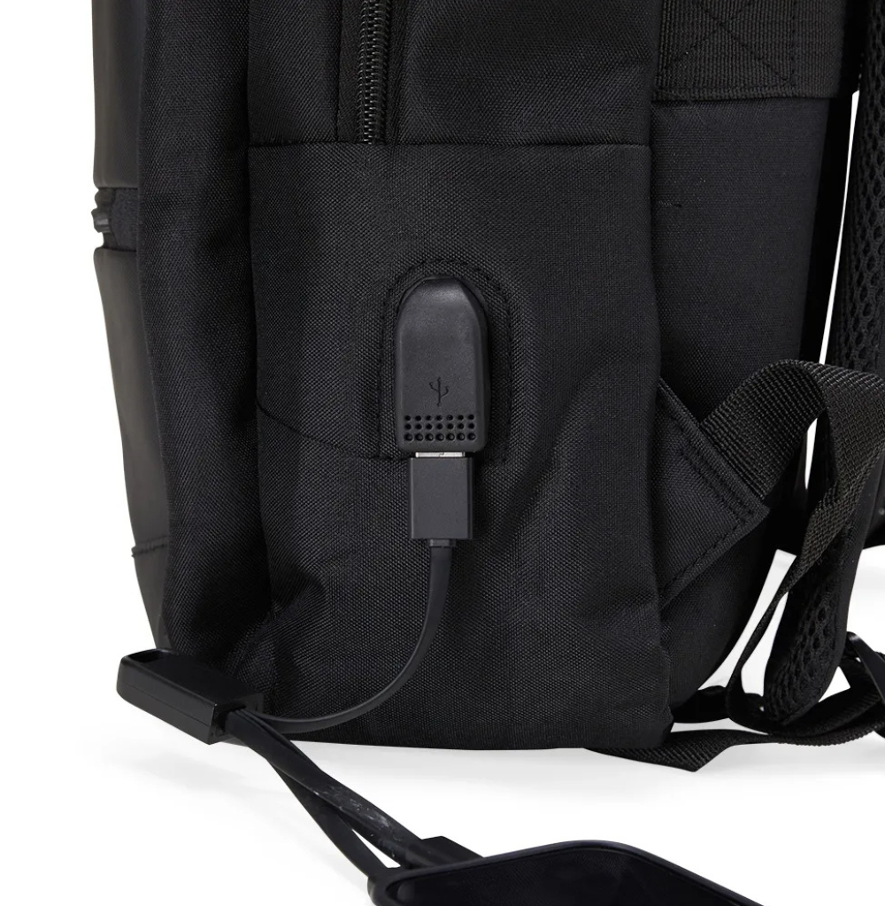 Austin Canvas Backpack with Laptop Compartment - Black