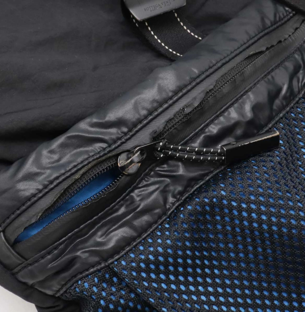BOTTEGA VENETA Tote bag Shoulder Nylon Leather Black Blue