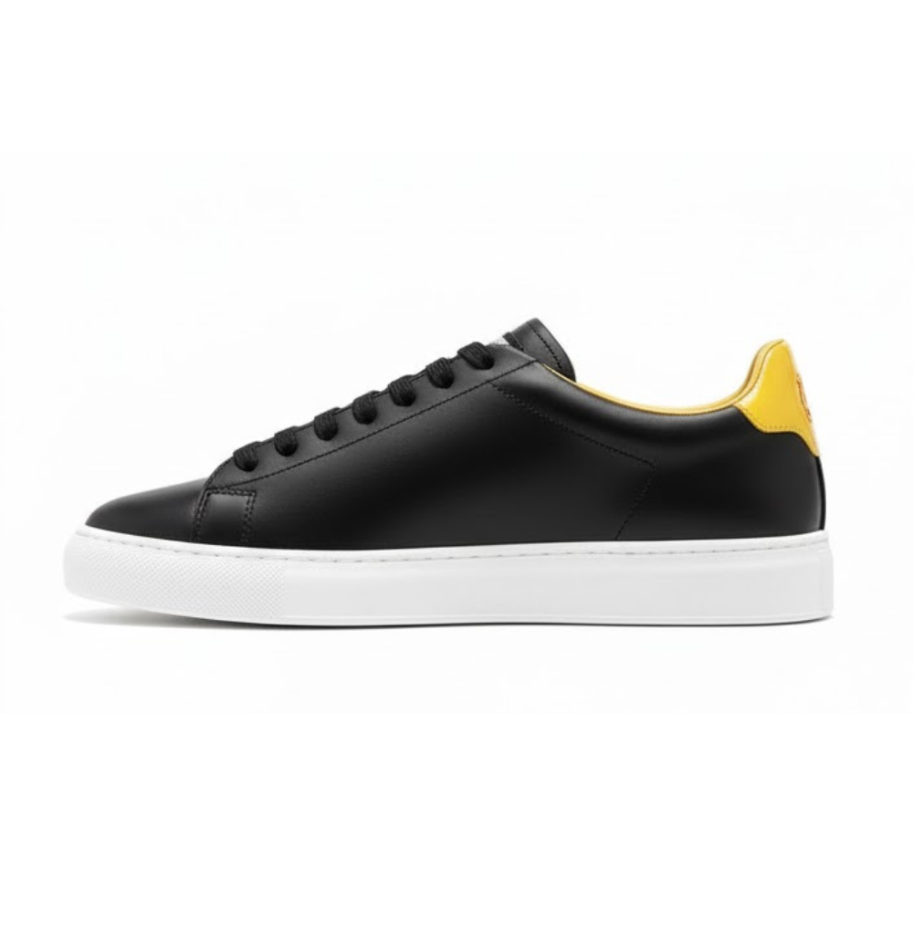 Philipp Plein Black Leather Low-Top Skull Sneakers