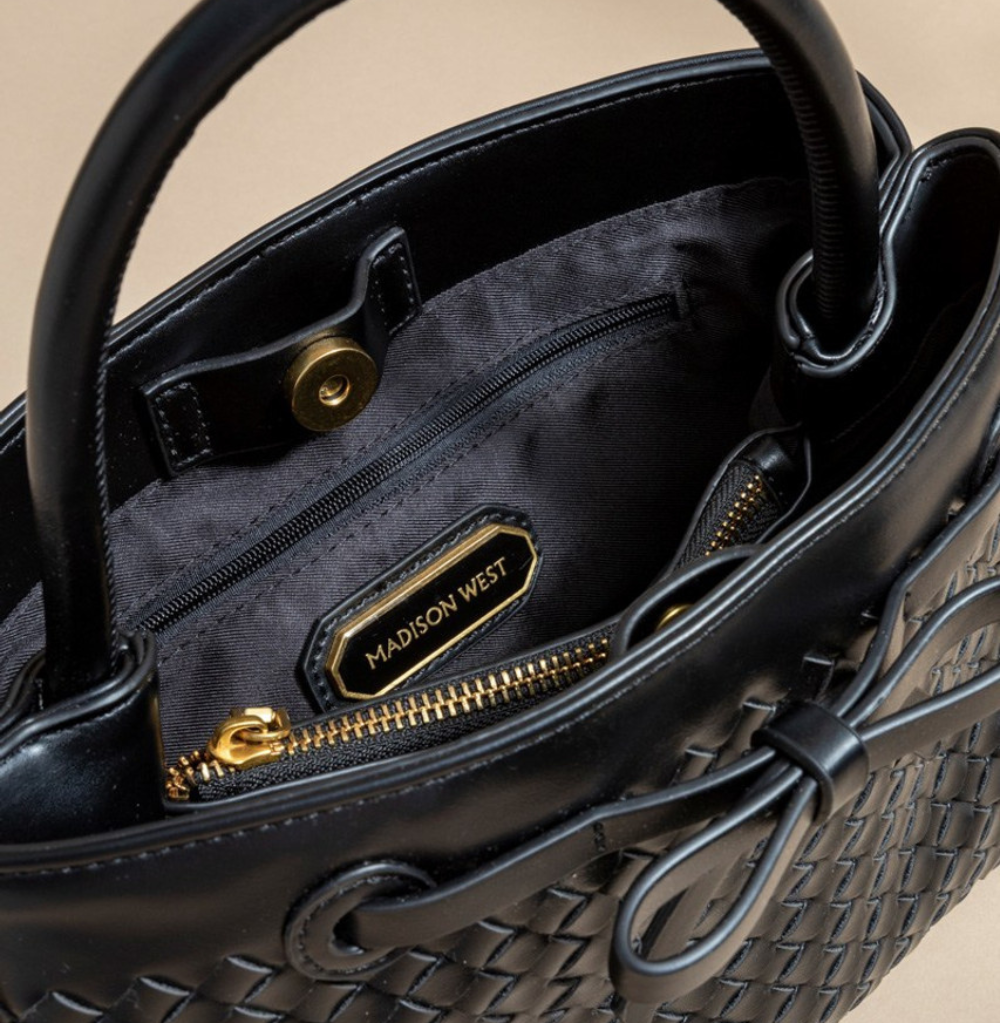 Francesca's Cassy Woven Vegan Leather Satchel Bag
