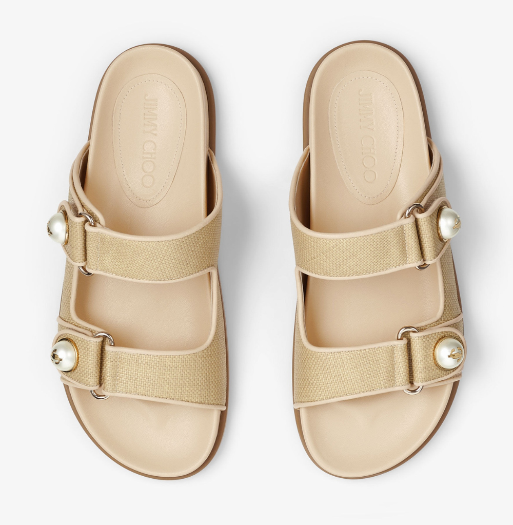 Jimmy Choo Fayence Sandal Natural Raffia and Leather Sandals