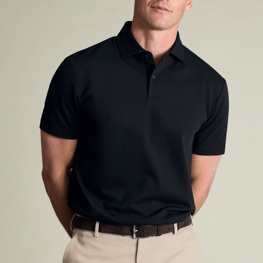Charles Tyrwhitt Smart Pique Polo - Black