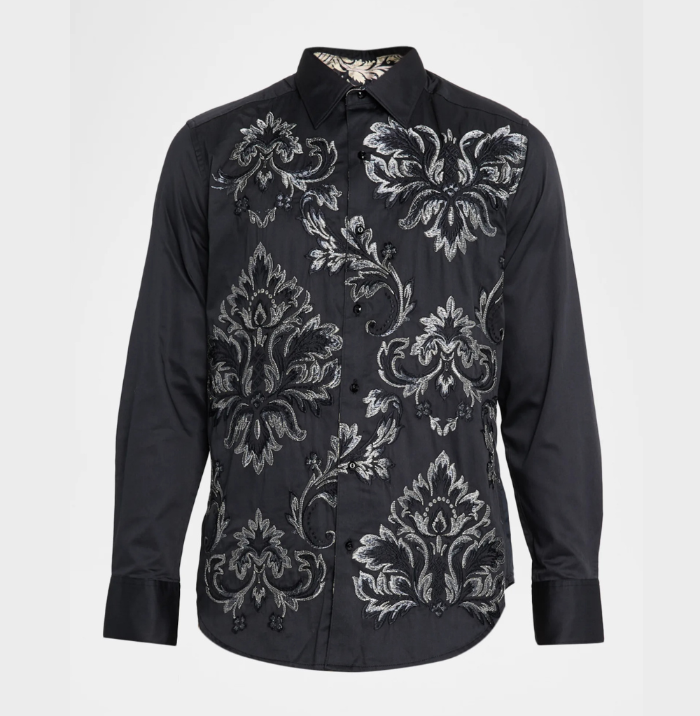 Robert Graham Lion's Shadow Embroidered Button-Down Shirt