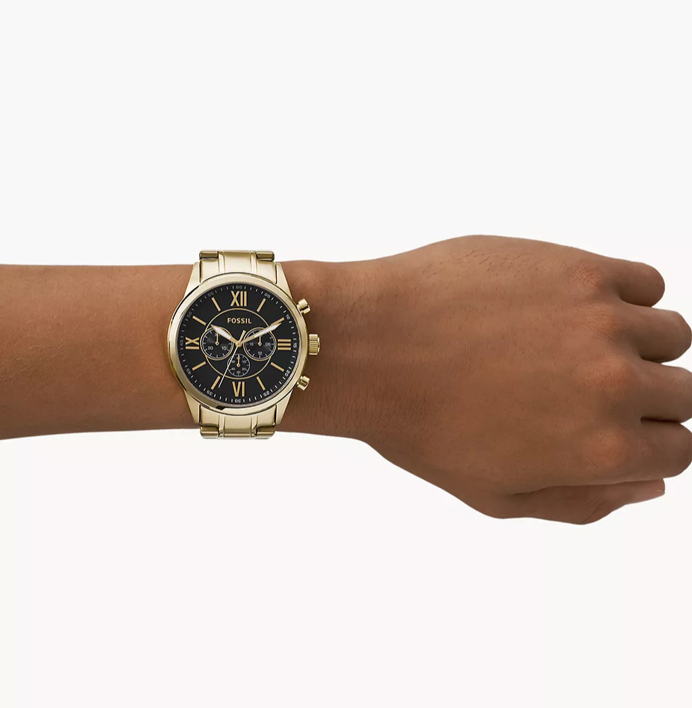 Fossil His and Her Chronograph Gold-Tone Stainless Steel Watch Gift Set