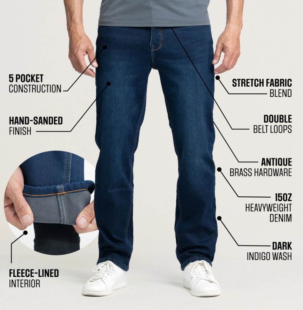 BÆRSkin Fleece-Lined Blue Jeans
