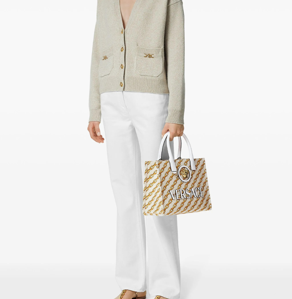 Versace La Medusa Large Tote Bag, Neutrals