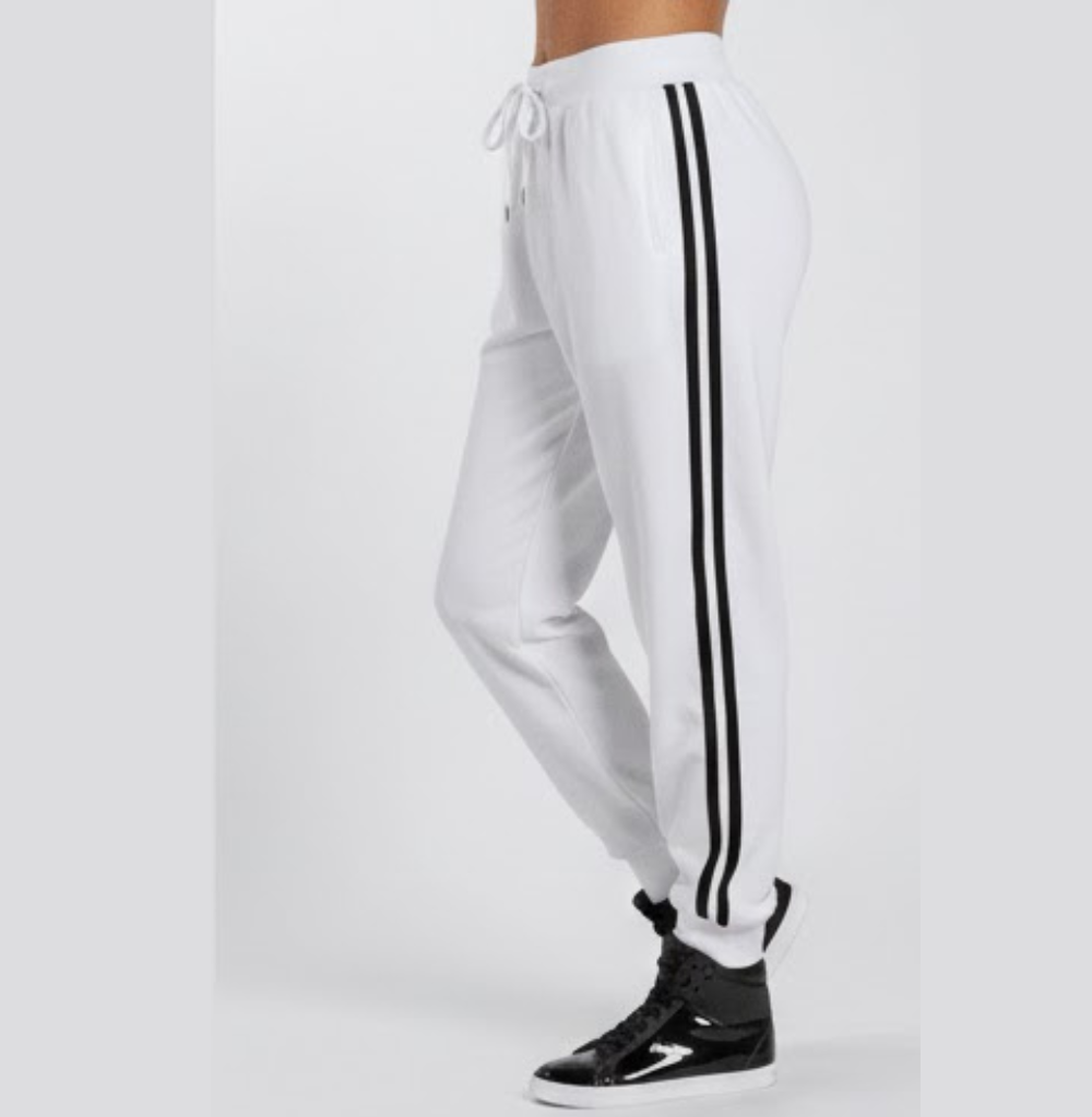 Balera Side Stripe Track Pants, White