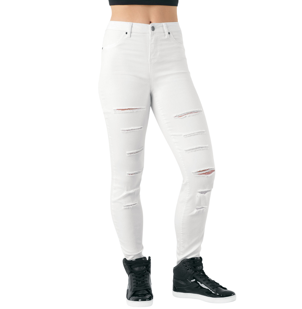 Balera Slashed Skinny Jeans White