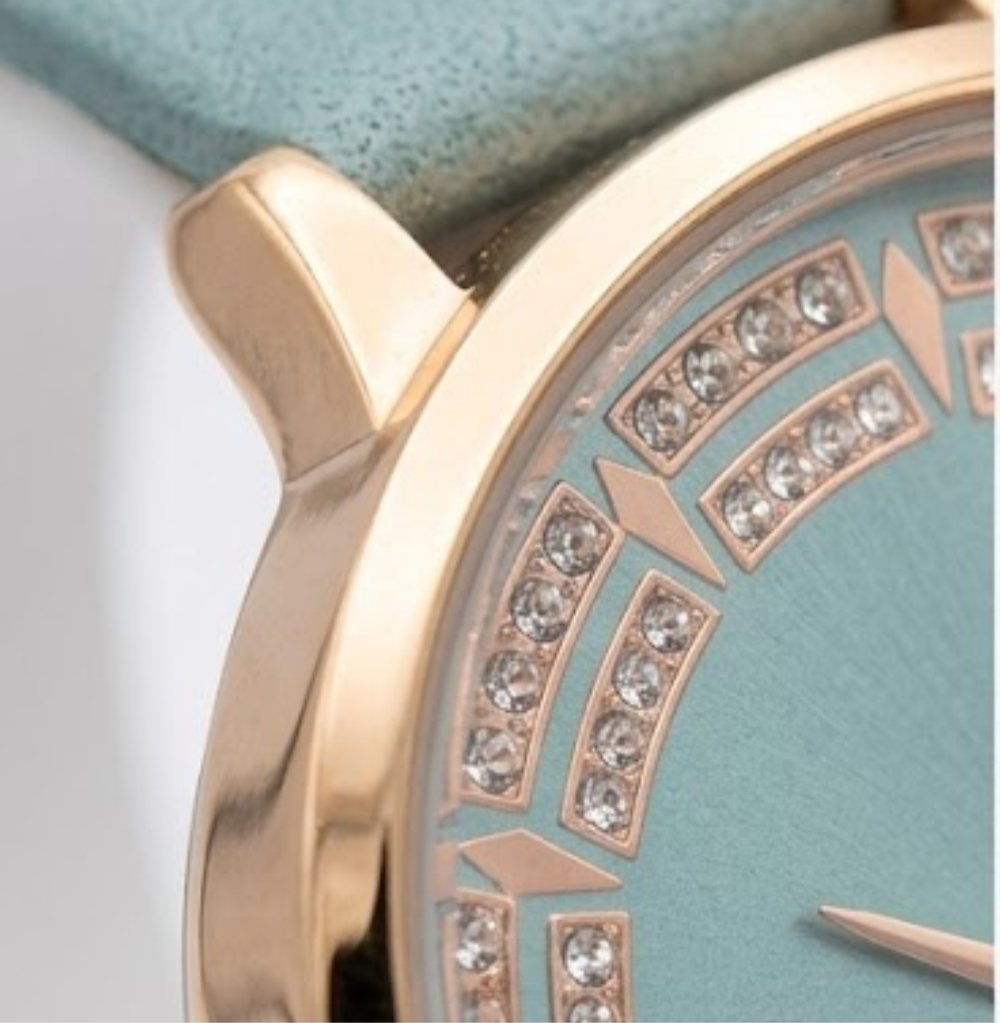 Seafoam & Rose Gold Crystal Watch