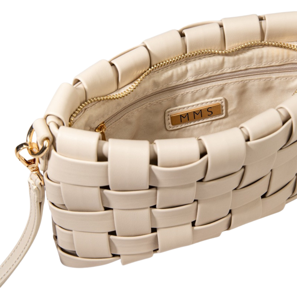 Francesca's Stefanie Faux Leather Cross Weave Crossbody Handbag