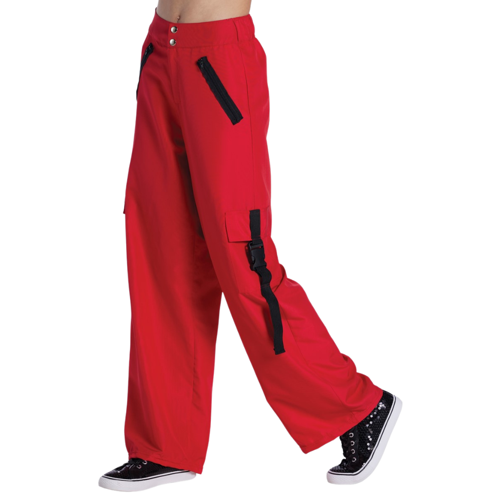 Balera Buckle Strap Cargo Pants Red