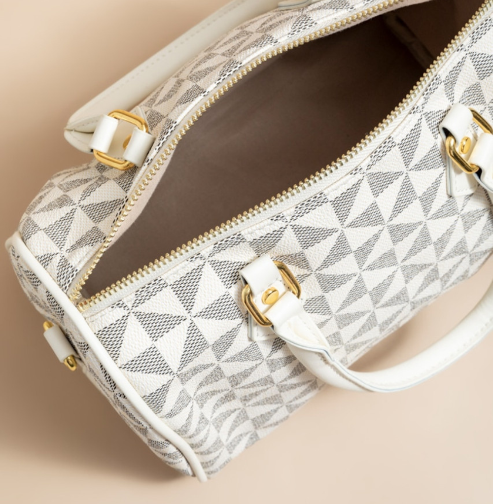 Francesca's Lea Checkered Duffle Satchel Handbag