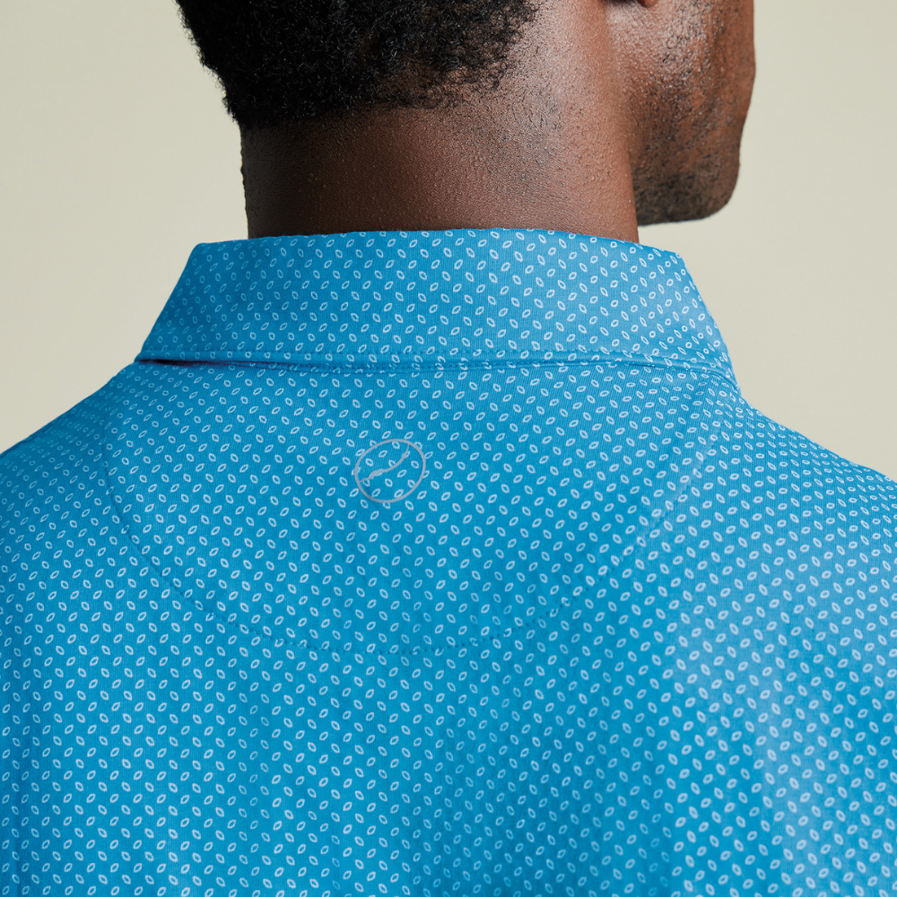 Charles Tyrwhitt Performance Geo Print Polo - Turquoise