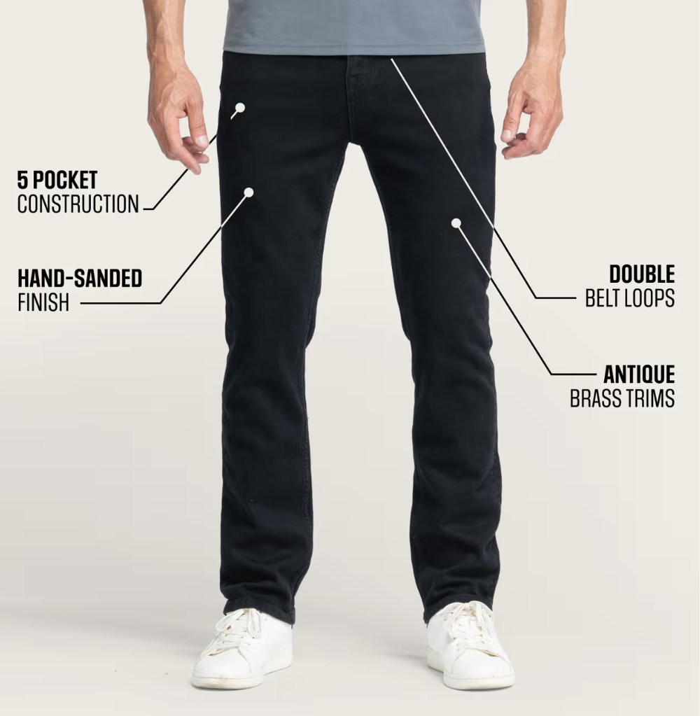 BÆRSkin Men's Denim Straight Leg Jean - Black