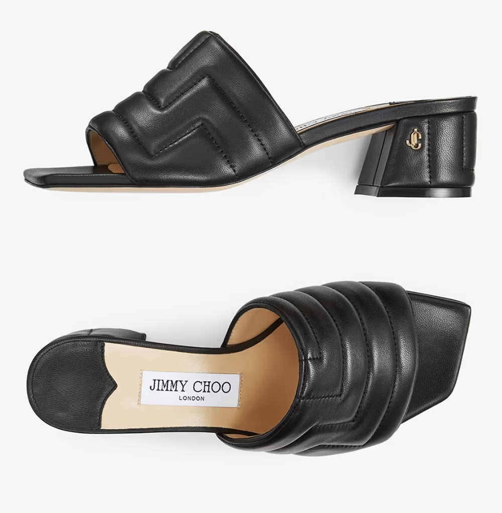 Jimmy Choo Themis 45 Black/Light Gold Heel