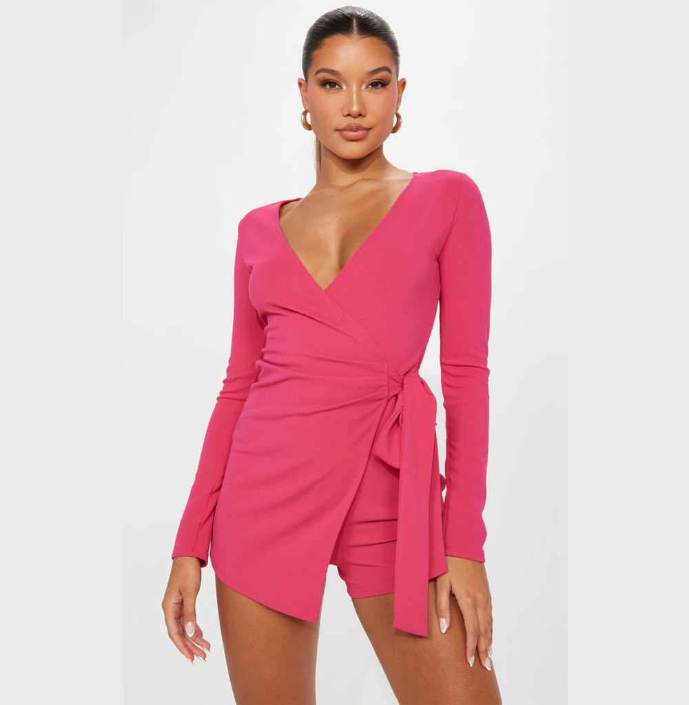 Fashion Nova Brylee Romper - Hot Pink