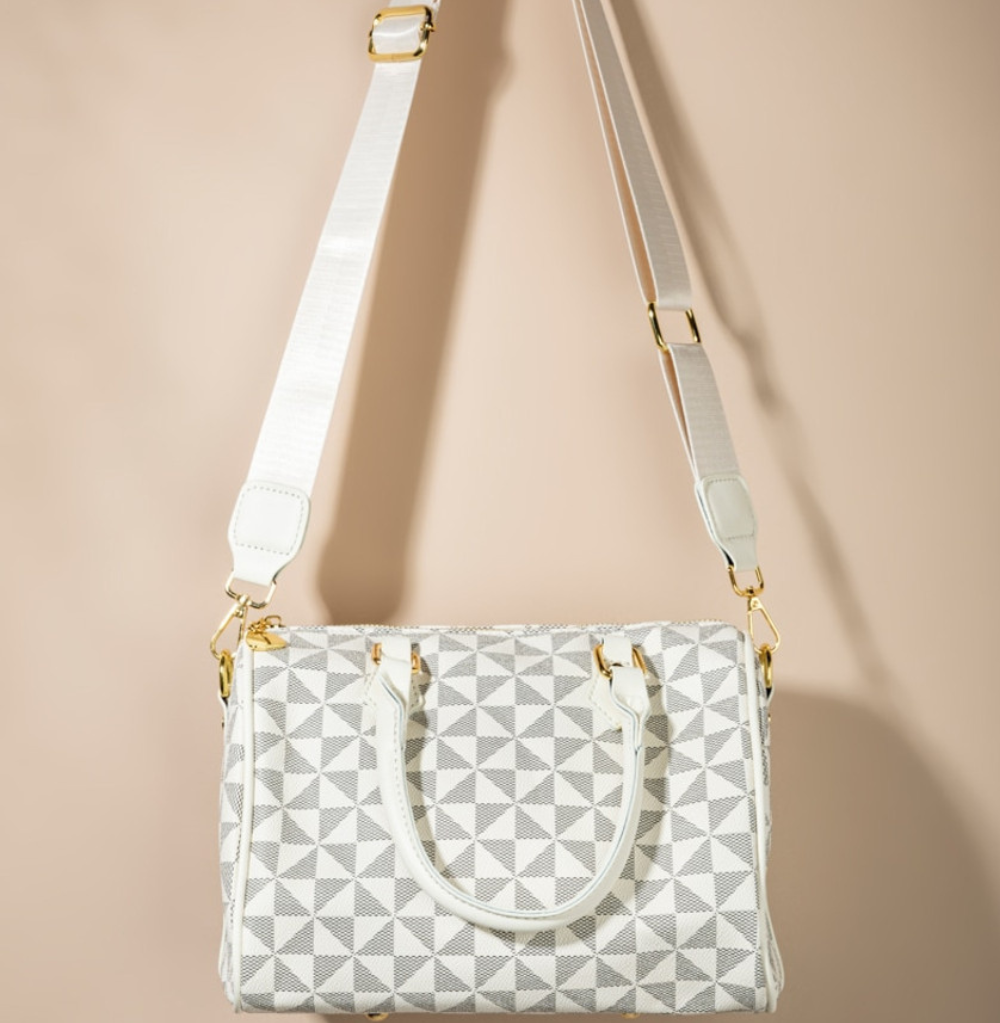 Francesca's Lea Checkered Duffle Satchel Handbag