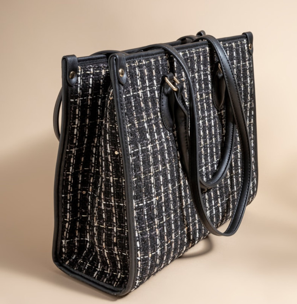 Francesca's Aubrey Tweed Tote Bag