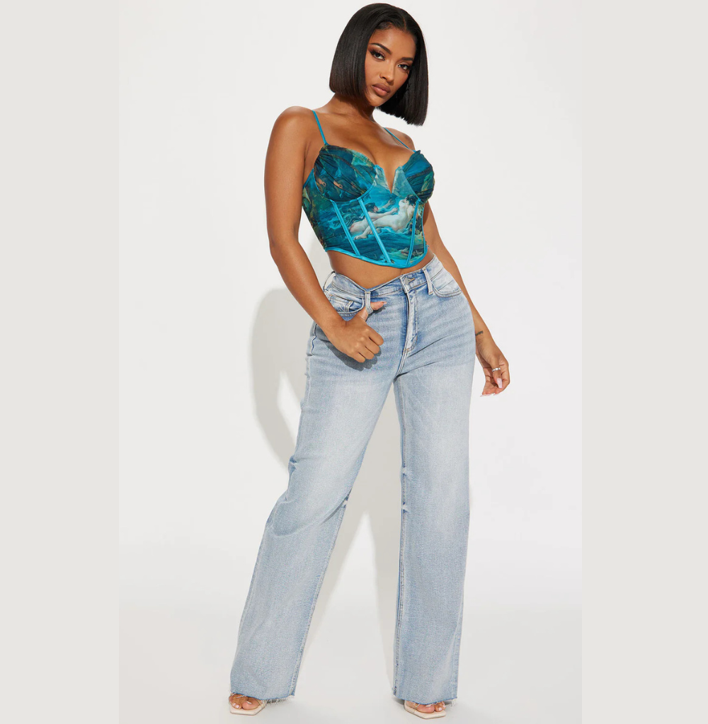 Fashion Nova Ever After Corset Top - Blue/combo