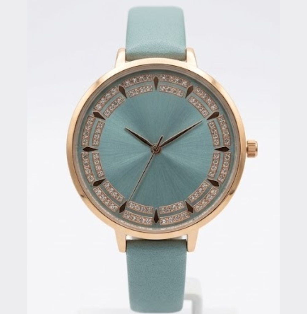 Seafoam & Rose Gold Crystal Watch