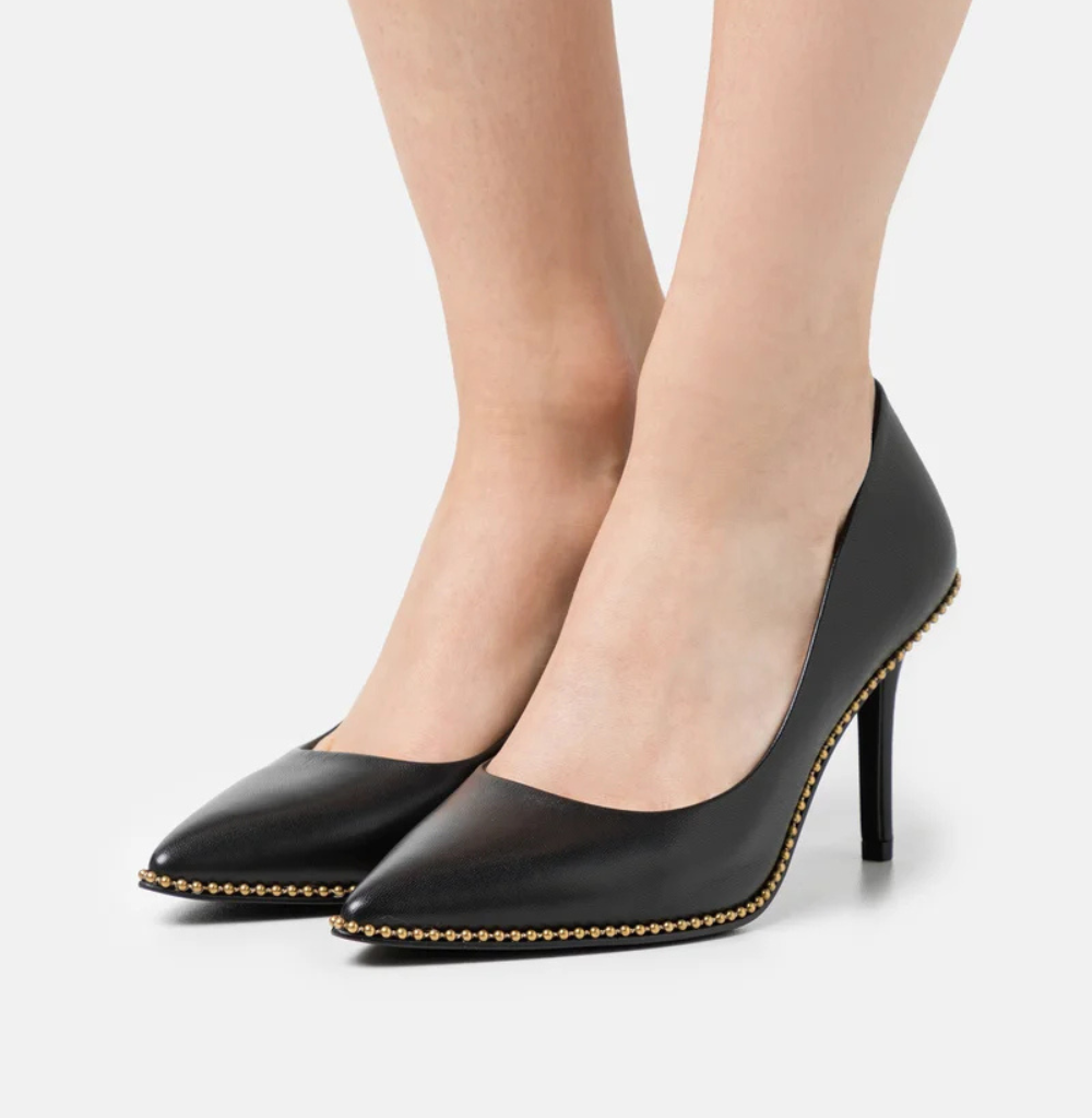 Coach Waverly Beadchain Pump Studded Pointed Heels