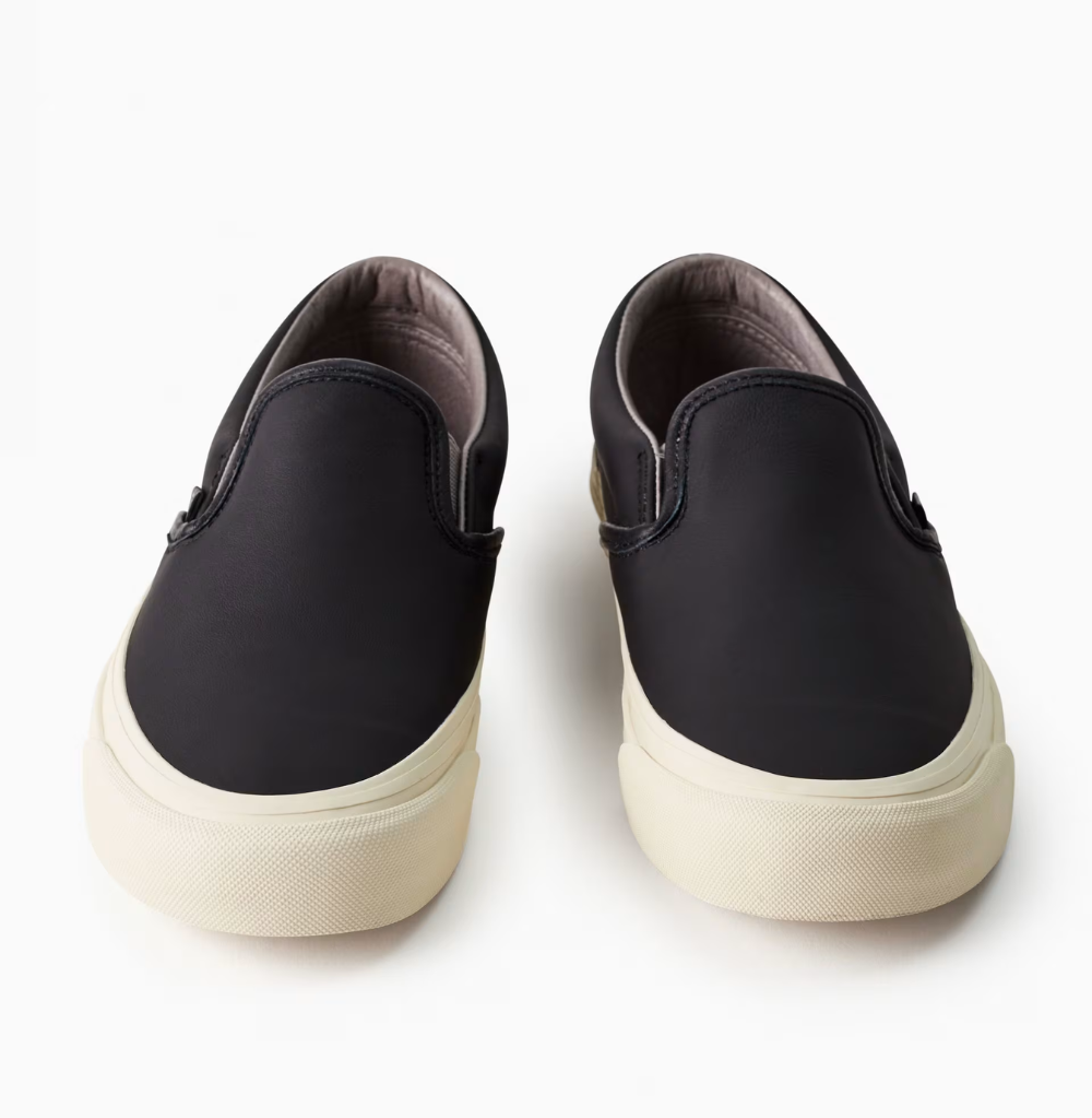 Aritzia X Vans Black Leather Slip-Ons