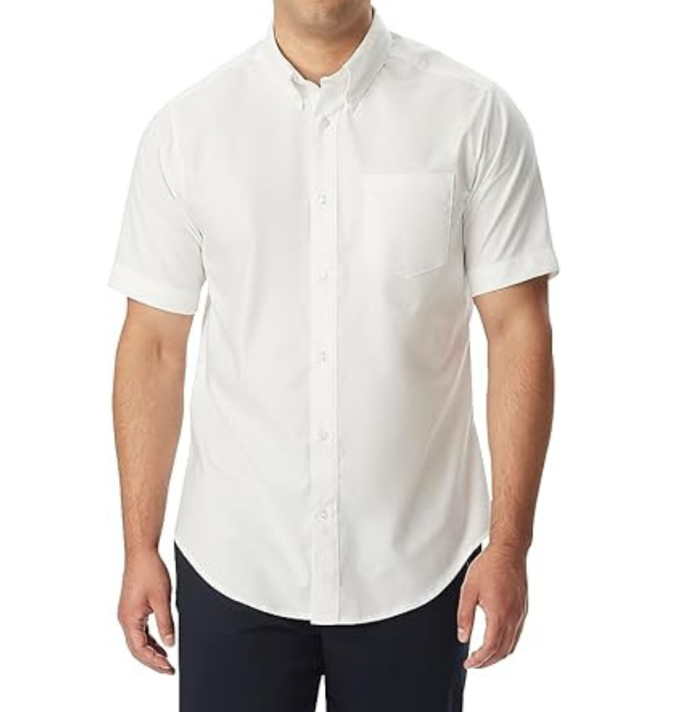 French Toast Men Short Sleeve Oxford Shirt White