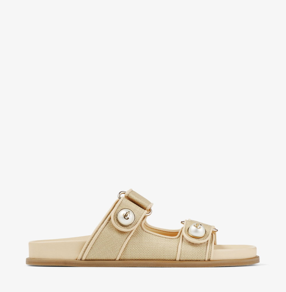 Jimmy Choo Fayence Sandal Natural Raffia and Leather Sandals