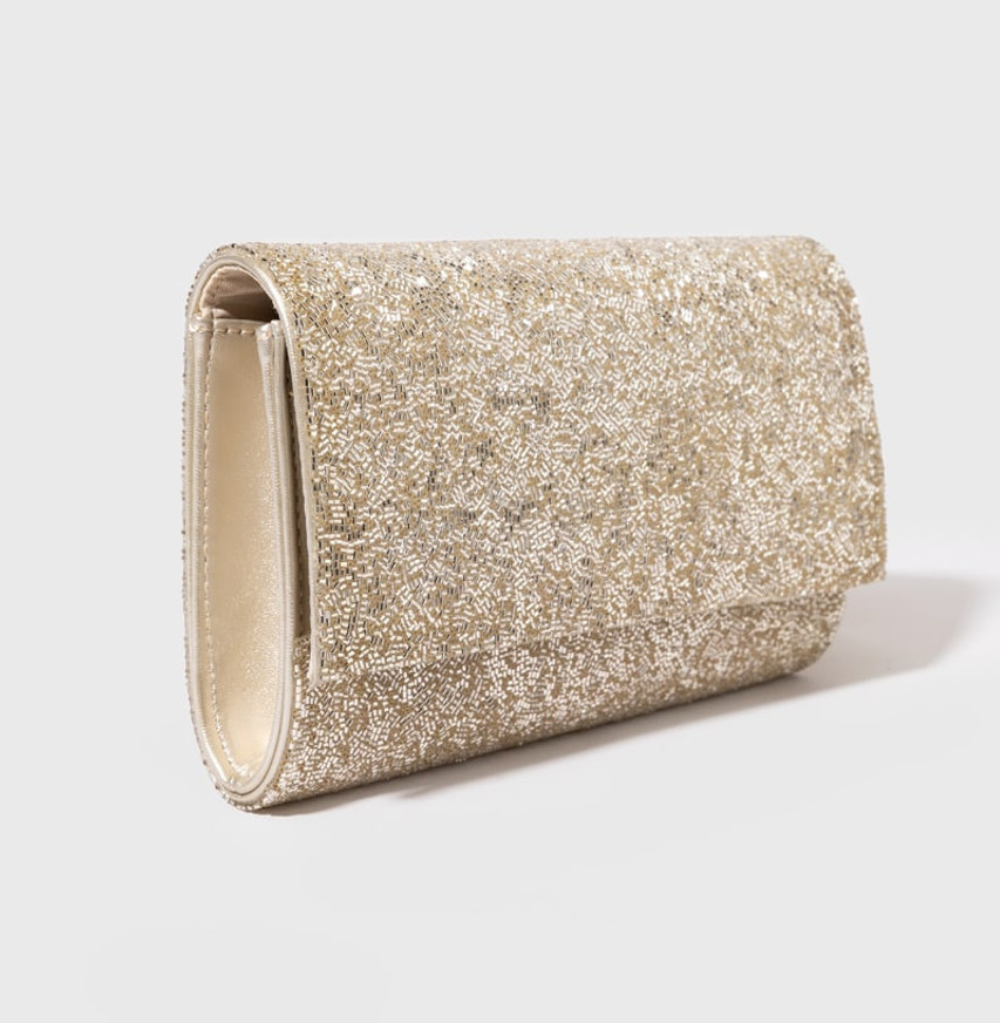 Francesca's Terrie Beaded Silver Clutch